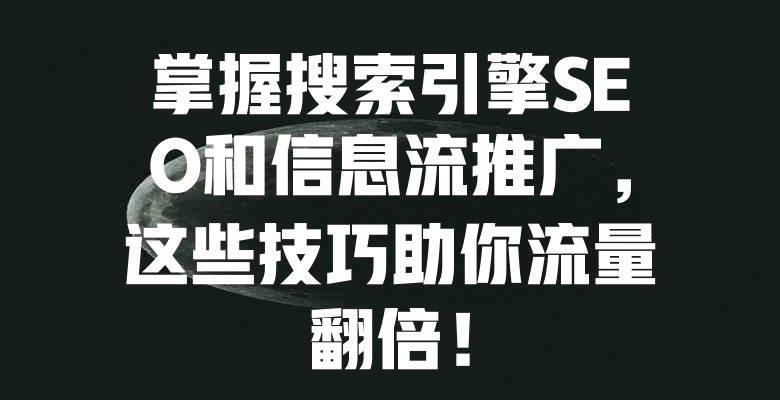 掌握搜索引擎SEO和信息流推广,这些技巧助你流量翻倍! 一