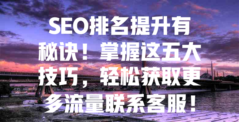 SEO排名提升有秘诀!掌握这五大技巧,轻松获取更多流量联系客服! 一