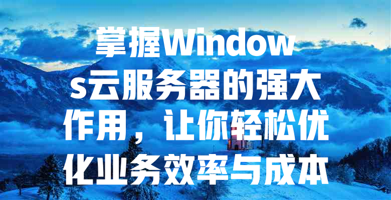 掌握Windows云服务器的强大作用,让你轻松优化业务效率与成本! 一