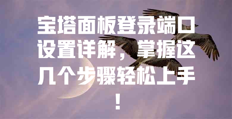 宝塔面板登录端口设置详解,掌握这几个步骤轻松上手! 一