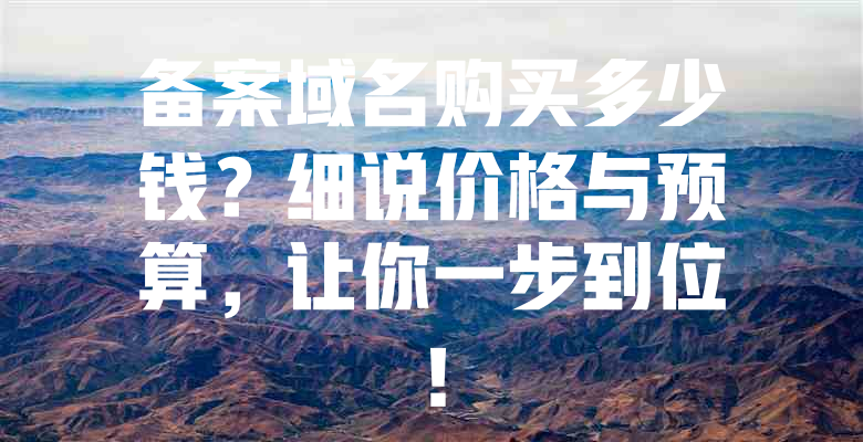备案域名购买多少钱?细说价格与预算,让你一步到位! 一
