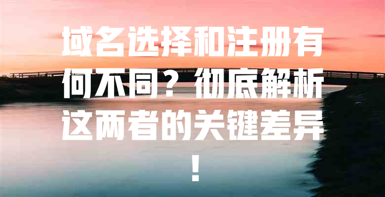 域名选择和注册有何不同?彻底解析这两者的关键差异! 一