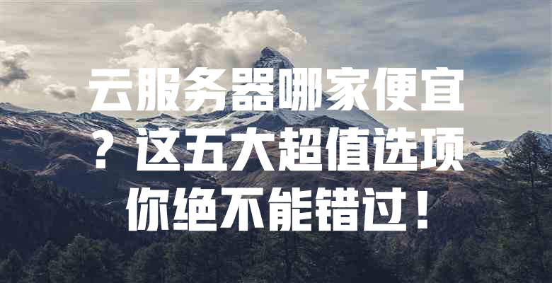 云服务器哪家便宜?这五大超值选项你绝不能错过! 一