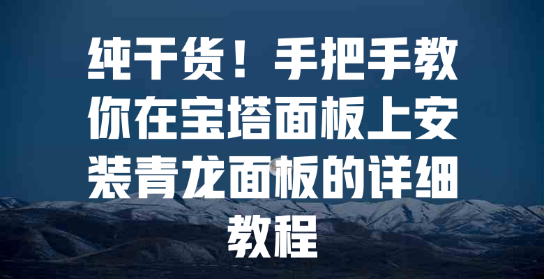 纯干货!手把手教你在宝塔面板上安装青龙面板的详细教程 一