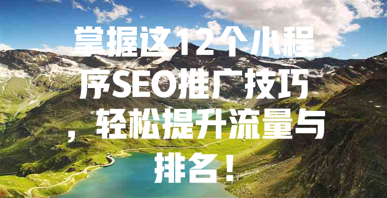 掌握这12个小程序SEO推广技巧,轻松提升流量与排名! 一