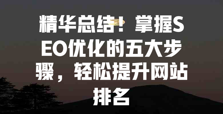 精华总结!掌握SEO优化的五大步骤,轻松提升网站排名 一