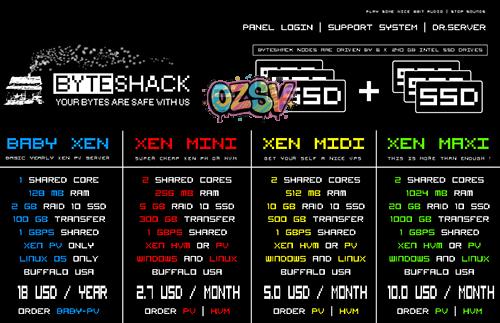 byteshack-$18年付/128m内存/2gSSD/100g流量/G口-欧站网