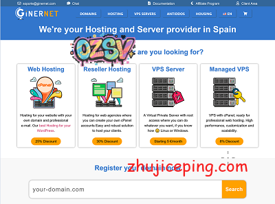 ginernet：西班牙VPS7.5折优惠，限量100个，10G带宽/无视版权，€30/年，1G内存/1核/10gNVMe/1T流量-欧站网