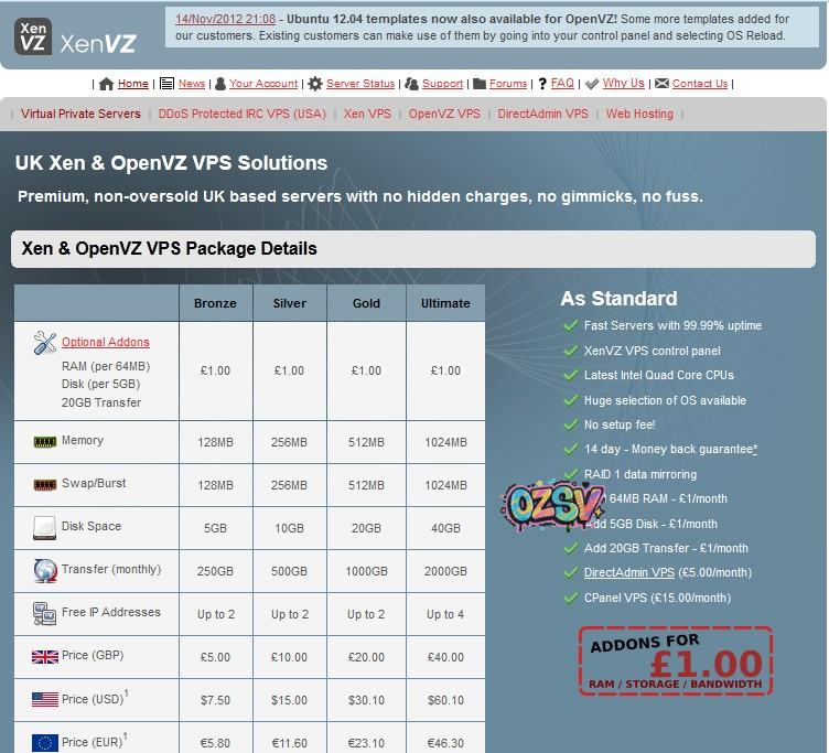 xenvz XenVZ/美国VPS/DDoS保护/10T月流量/2IP//£2.50/mo