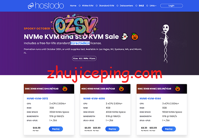 #万圣节# hostodo：多款高配VPS优惠，$46/年，3G内存/2核/75gSSD/5T流量，斯波坎/拉斯维加斯/迈阿密，免费送DirectAdmin授权-欧站网