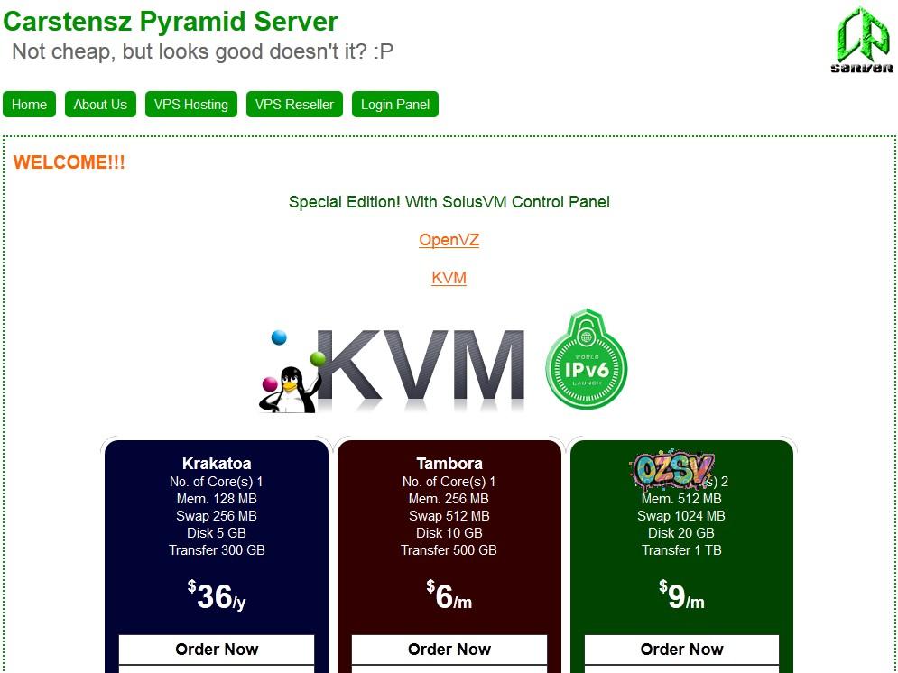 PyramidServer-1G内存KVM月付6.9美元-欧站网
