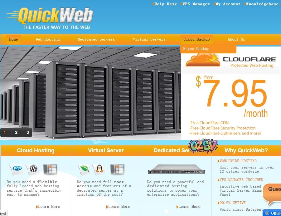 quickweb GetVZ(quickweb子品牌)9.95美元1.5G内存 20G SSD 1T流量
