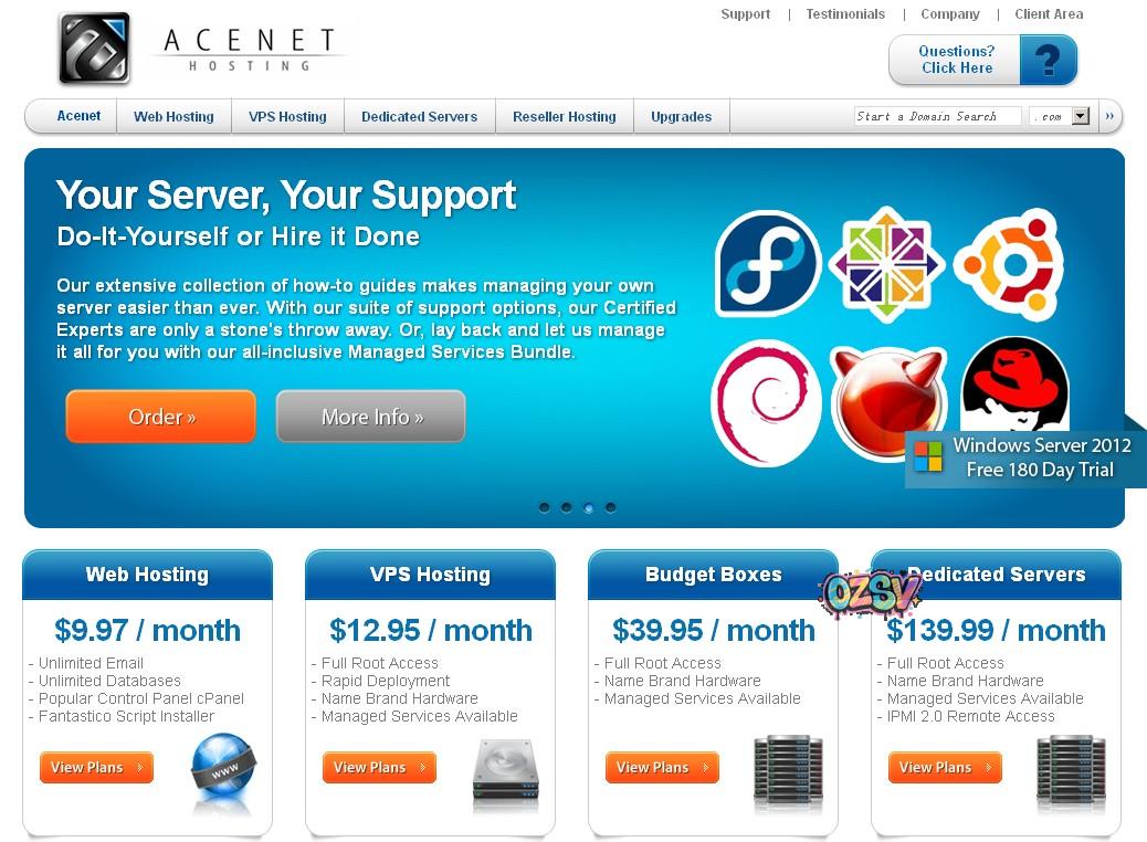 ace-host Acenet-2G内存/5IP/4核/12.99美元/月