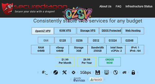 securedragon-9机房/$10/64m内存/2CPU/3g硬盘/250g流量/G口-欧站网