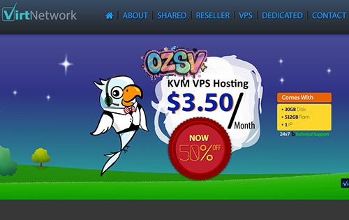 virtnetwork-$3.95/KVM/4核/2IP/1G内存/50G硬盘/2.5T流量-欧站网