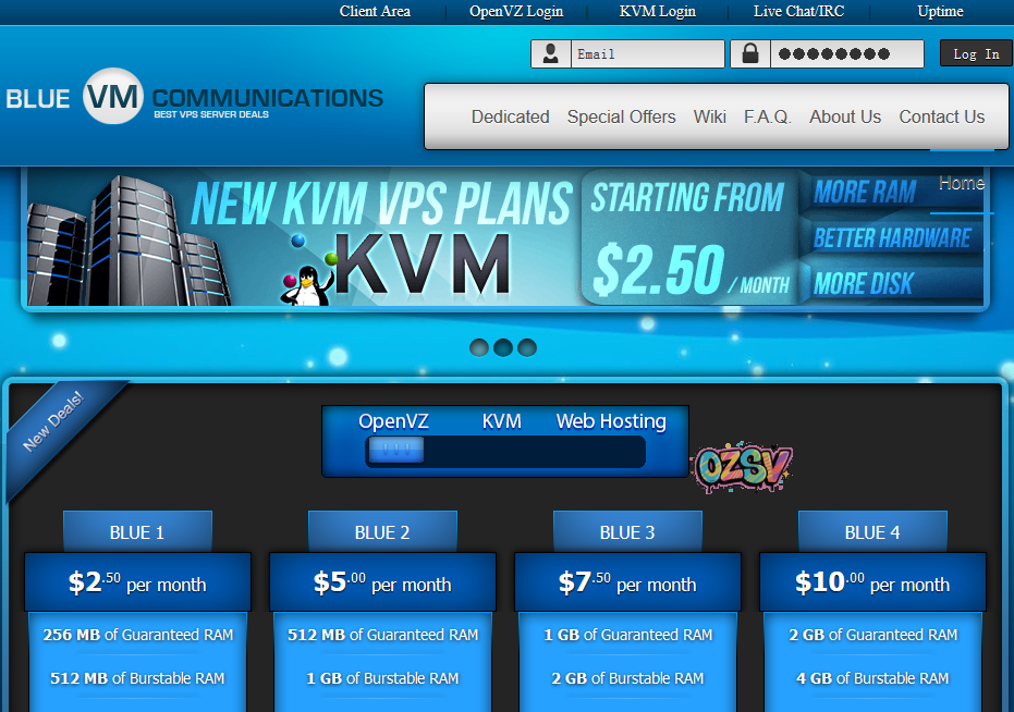 bluevm-2g内存KVM/4核/40g硬盘/4T月流量/月付10美元-欧站网