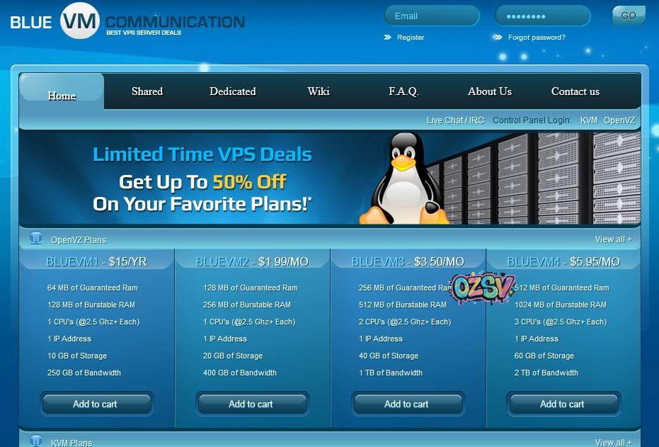 bluevm bluevm 128M内存/256M突发VPS年付10刀