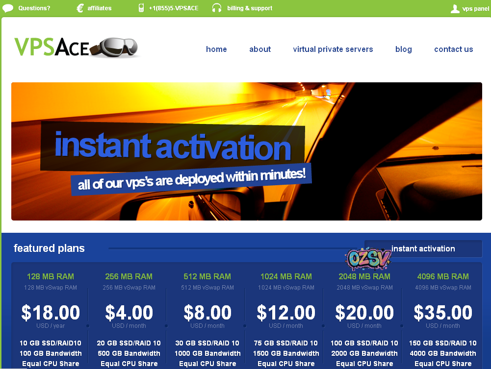 vpsace vpsace-1g内存/75g内存/纽约/年付50刀