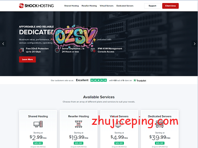 shockhosting：5折优惠，$4.99/月，KVM/2G内存/1核/300g硬盘/1T流量，美国/荷兰/英国等5机房-欧站网