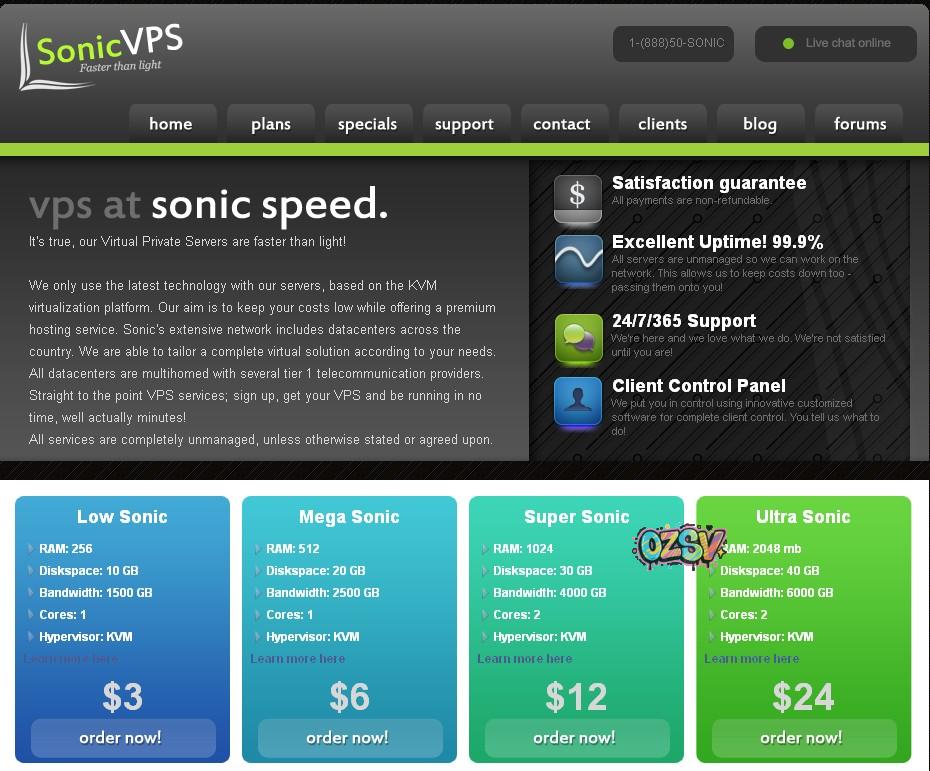 sonicvps SonicVPS-6美元/512m内存/KVM/20g硬盘/2500g流量