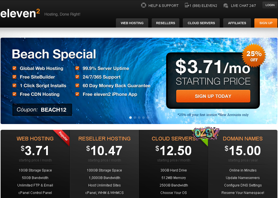eleven2 eleven2-虚拟主机4折促销/有亚洲数据中心