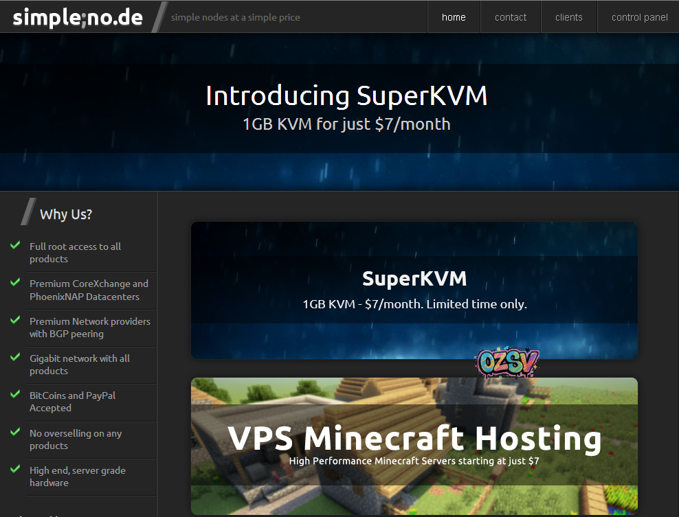simplenode SimpleNode-1G内存KVM月付7美元