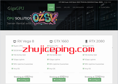 英国GPU服务器：gigagpu，$49/月起步，Ryzen 7 5700G/16g内存/1tSSD/RX Vega 8-欧站网