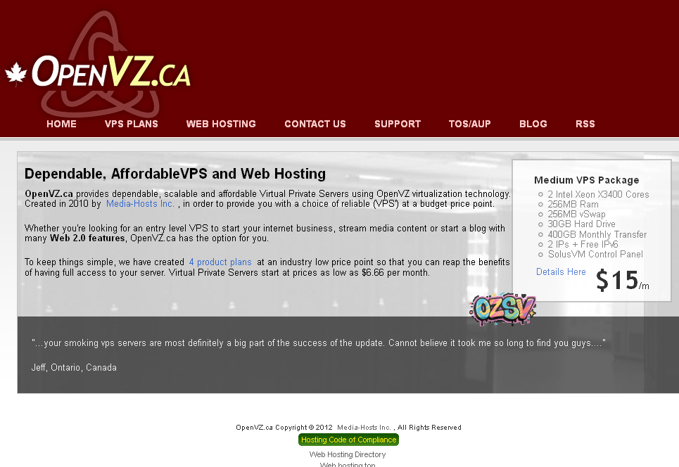 openvz.ca-7美元/512m内存/2代VZ/蒙特利尔-欧站网