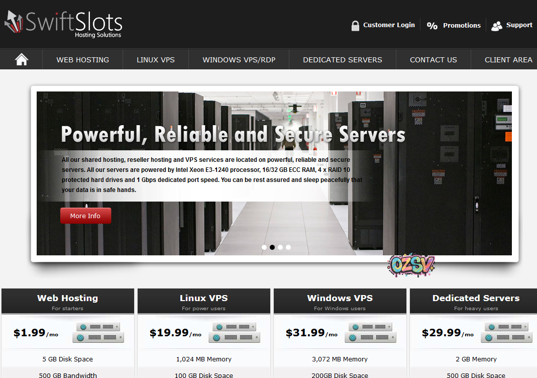 swiftslots swiftslots-512M内存月付7刀/G口