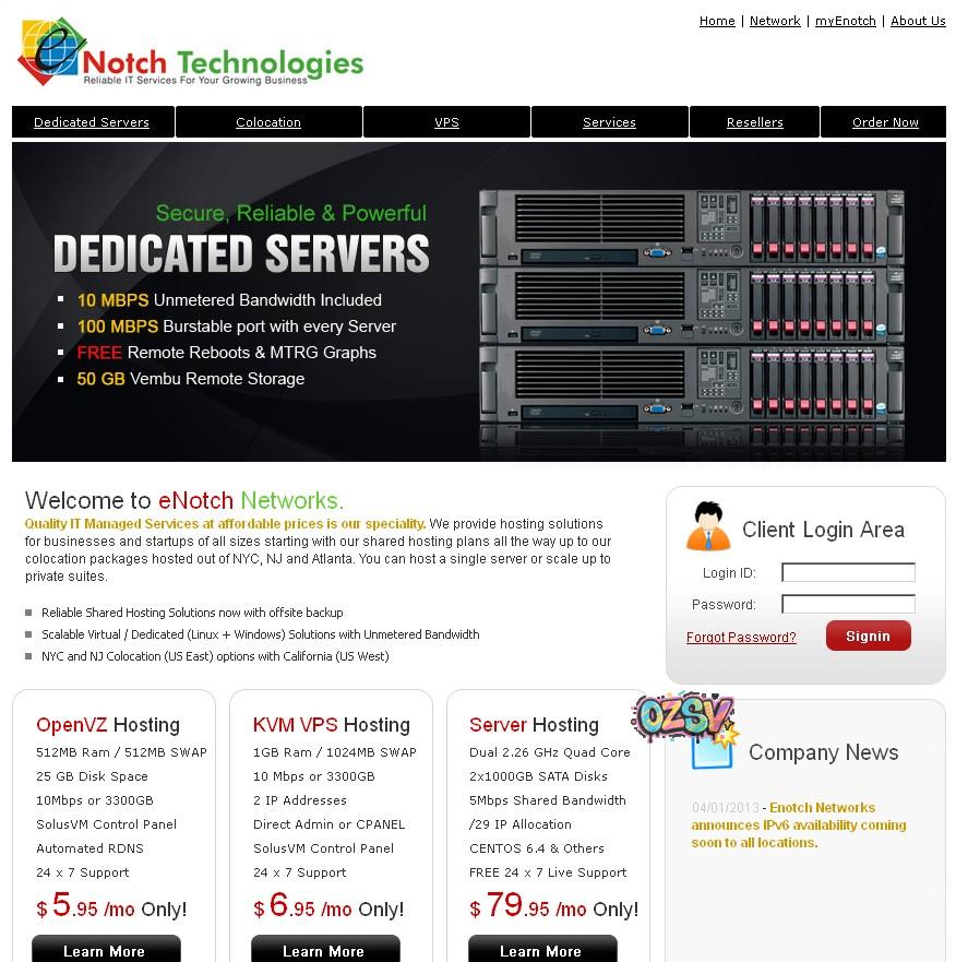 enotchnetworks-4.95$/512M内存KVM/2IP/25g硬盘/10M不限-欧站网