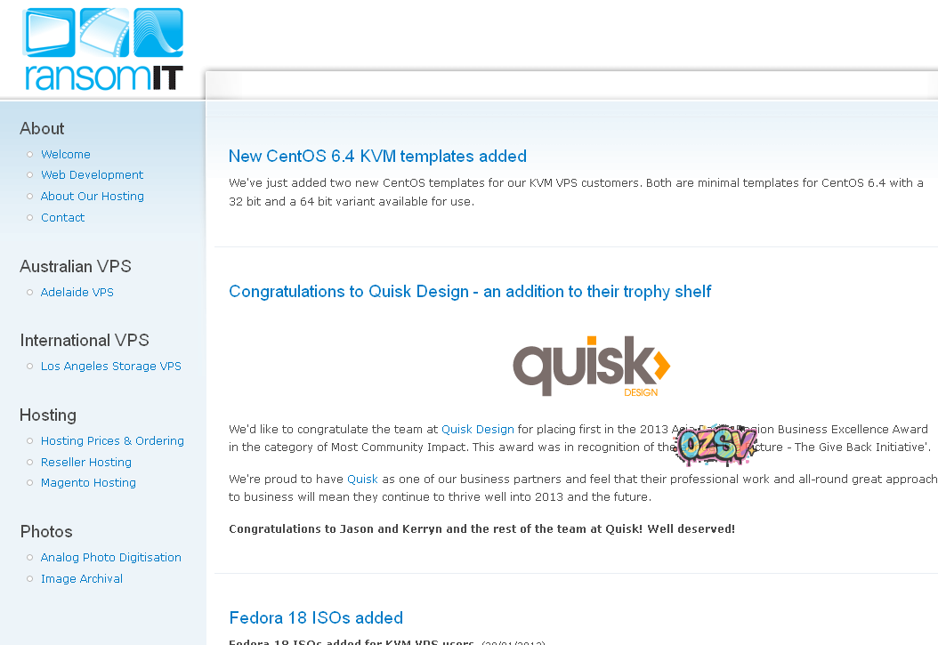 RansomIT 澳大利亚VPS-Ransom IT-512M内存/季付21美元