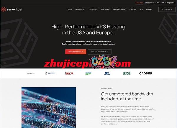 serverhost美国/加拿大不限流量VPS低至$38/年，支持Windows，4G内存/2核/60gNVMe/1Gbps带宽-欧站网