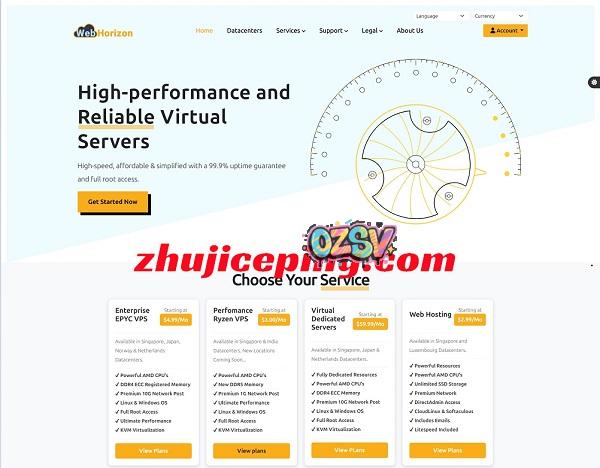 webhorizon上线新加坡AMD Ryzen VPS/10Gbps带宽，7.5折优惠，低至$2.25/月-欧站网