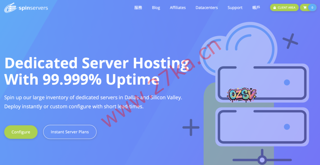 SpinServers：美国服务器，$89/月(E5-2650Lv3*2/64g内存/1.6TSSD/10g带宽)，额外有1.26PB大存储服务器