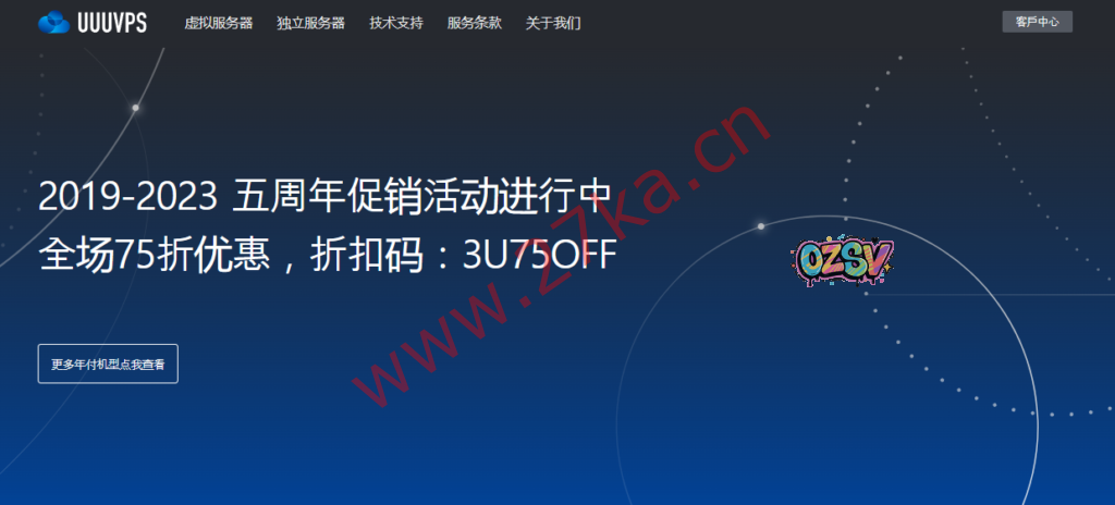 UUVPS：五周年全场75折，特价VPS年付219元起，香港/美国9929/4837/CN2等