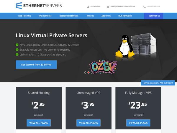 Ethernet Servers多送一倍资源，VPS低至$2.25/月，Tier4机房/10Gbps带宽