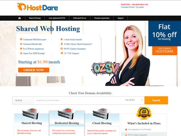 HostDare：新增保加利亚VPS，8折优惠，$20/年，768M内存/1核/10gNVMe/5T流量/1Gbps带宽