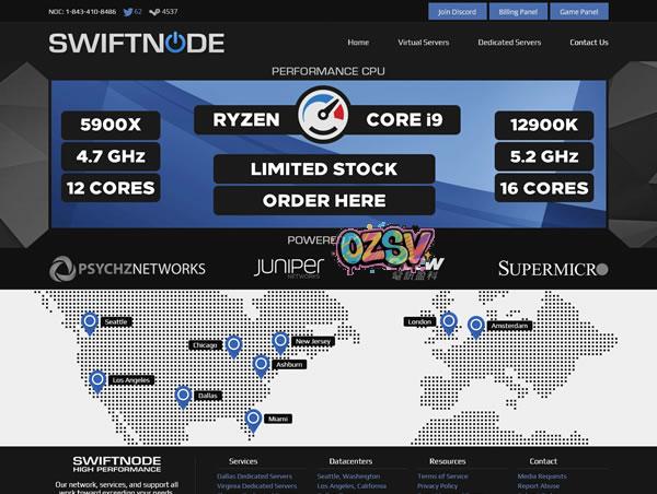 swiftnode：美国服务器(洛杉矶/芝加哥)，$79/月，E3-1230v5/32gDDR4/500GSSD/1Gbps带宽(不限)/40G高防-欧站网