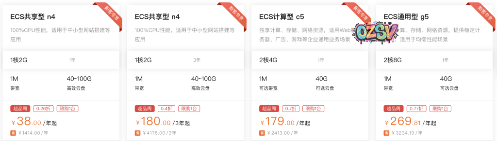 阿里云新用户特惠-ECS云服务器2GB内存1M带宽三年174元-欧站网