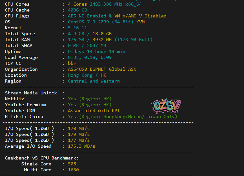 稳爱云香港VPS，香港SUN数据中心，三网CN2 GIA线路，真实测评-欧站网