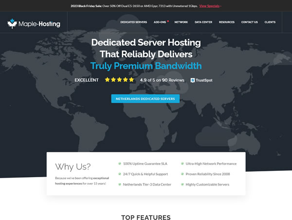 Maple-Hosting：#黑五# 荷兰抗投诉服务器，$249/月，2*e5-2650/128g内存/8T SSD/1Gbps独享带宽_欧站速维