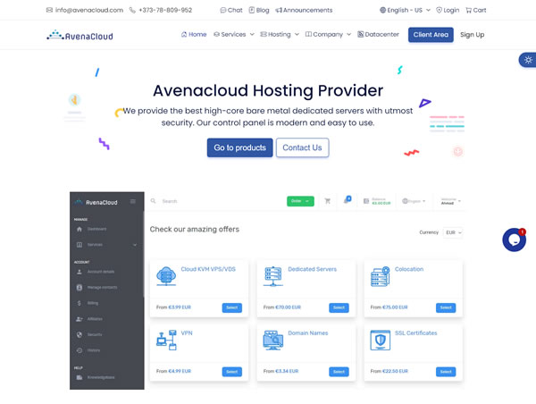 AvenaCloud：摩尔多瓦VPS，€11.5/年起，1核/1G内存/10gSSD/100M带宽不限流量/无视版权抗投诉_欧站速维